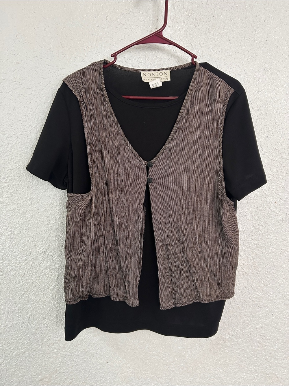 Vintage Norton McNaughton Brown Black Layered Vest Top 90s